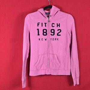 ABERCROMBIE & FITCH Y2K Barbie Pink Zip Up Hoodie‎ Womens Size Medium